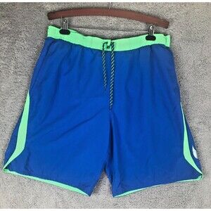 Nike Swim Trunks Board Shorts Mens Size XXL 2XL Blue Green Pockets Swoosh